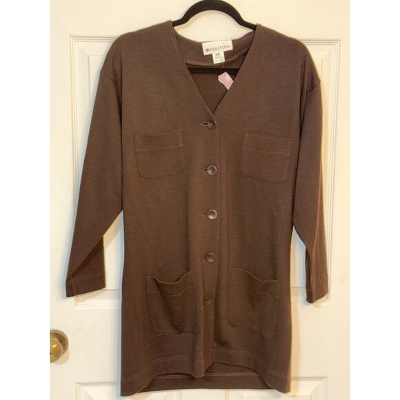 Pendleton Sweaters - NWT Pendleton Brown 100% Wool Button Up Long Sleeve Long Cardigan Size Medium‎